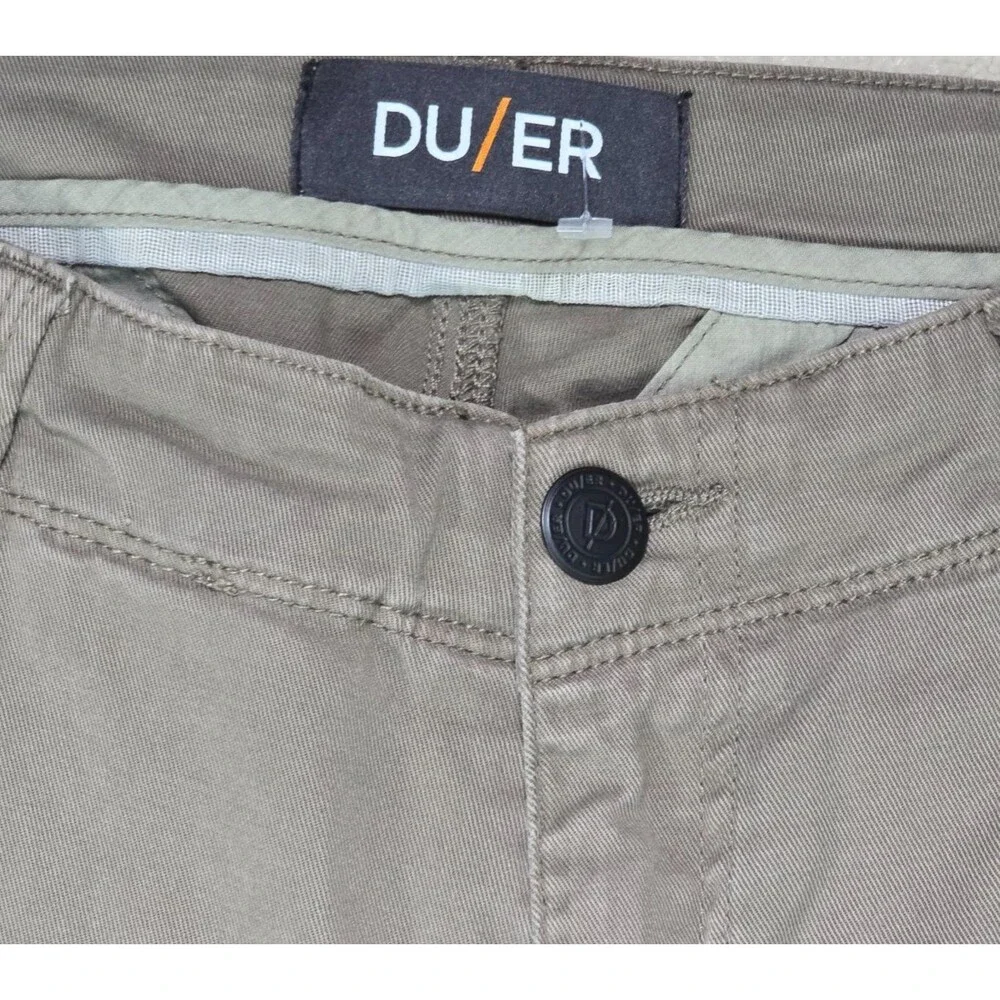 DUER Pants Men's Slim 32x32 Sand Stretch Travel Hiking Stirrup Outdoor
